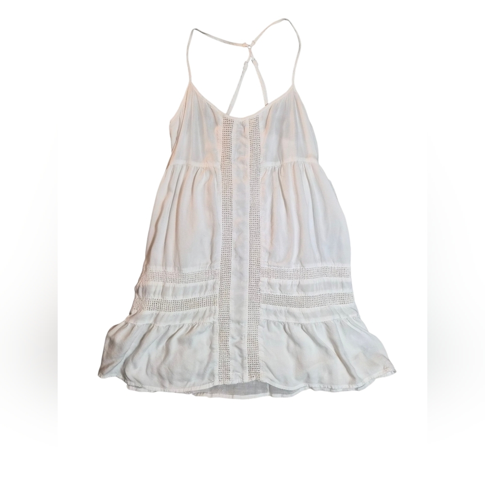 Volcom White Crochet-Panel Racerback Slip Dress